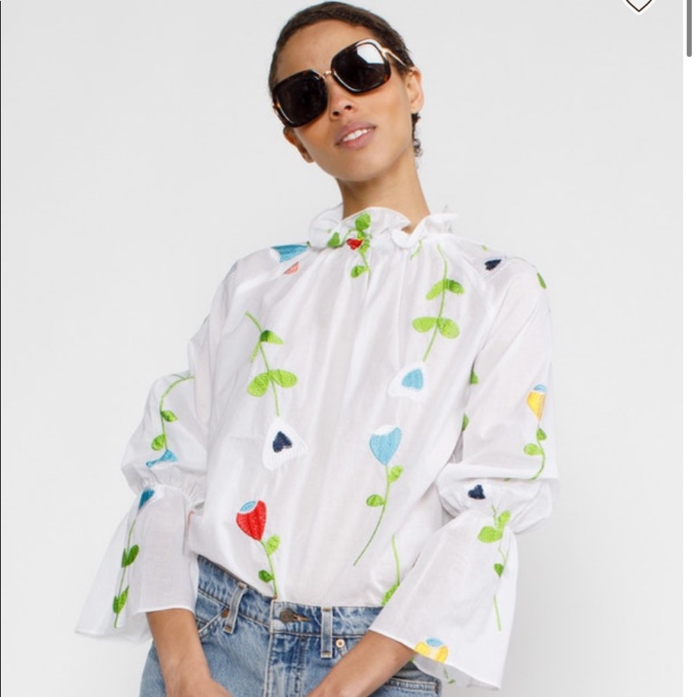 NWT Aurelia Embroidered Organdy Top